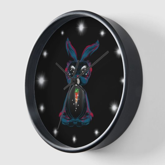 キュートな星空の目バニーで瞑想ヨガポーズ 壁時計 (傾斜)