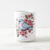 キュートな春の青い鳥と桜の水彩画 A コーヒーマグカップ (中央)
