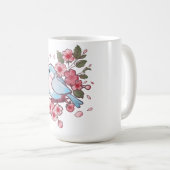 キュートな春の青い鳥と桜の水彩画 A コーヒーマグカップ (正面右)