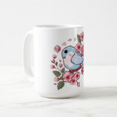 キュートな春の青い鳥と桜の水彩画 A コーヒーマグカップ (正面左)