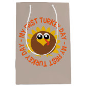 キュートな最初の七面鳥感謝祭 ミディアムペーパーバッグ (正面)