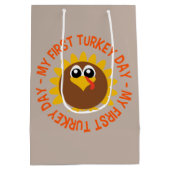キュートな最初の七面鳥感謝祭 ミディアムペーパーバッグ (裏面)