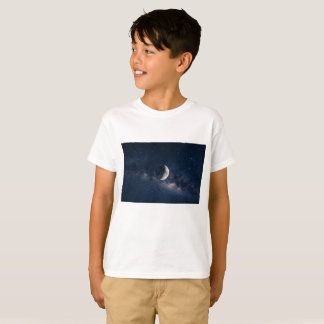 キュートな月と星のキッズTシャツ | 天体が輝く夜 Tシャツ