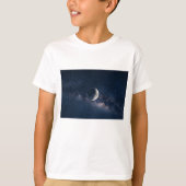 キュートな月と星のキッズTシャツ | 天体が輝く夜 Tシャツ (正面)