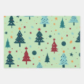キュートな木クリスマスホリデーウィンターコーディネート ラッピングペーパーシート (正面2)