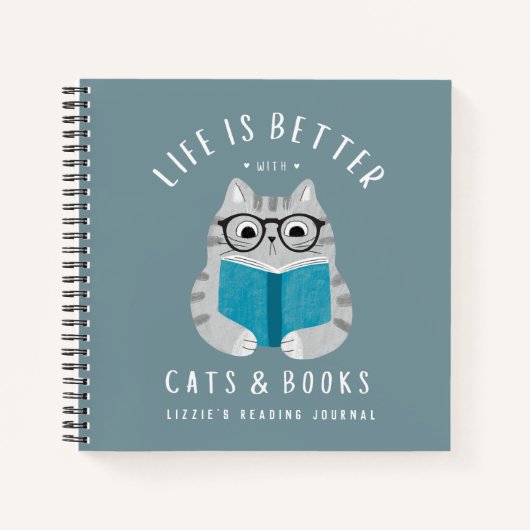 キュートな本の愛読者のカスタム ノートブック (正面)