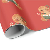 キュートな本風ジンジャーブレッドマン包装紙 ラッピングペーパー (ロールコーナー)