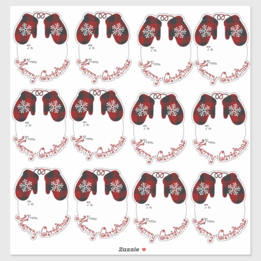 キュートな格子模様ギフトラベル シール (シート)