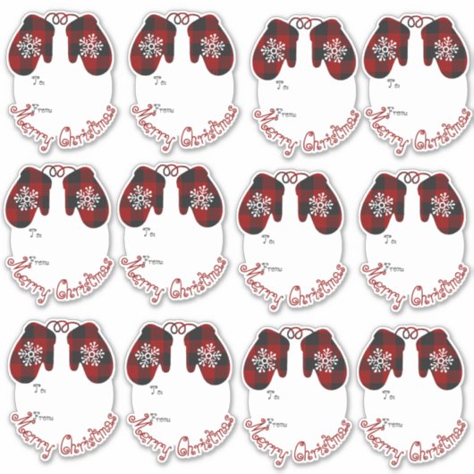 キュートな格子模様ギフトラベル シール (正面)