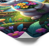 キュートな森のウサギ 春の花束ポスター ポスター (角)