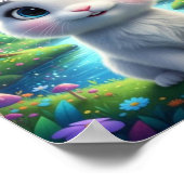 キュートな森のウサギ 花の幻想ポスター ポスター (角)