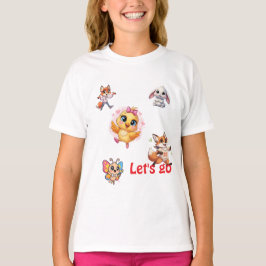 キュートな森の仲間たちレッツゴーカートゥーンTシャツ Tシャツ