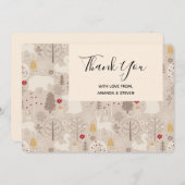 キュートな森の動物の北欧パターン サンキューカード (正面/裏面)