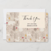 キュートな森の動物の北欧パターン サンキューカード (正面)