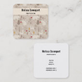 キュートな森の動物の北欧パターン スクエア名刺 (正面/裏面)