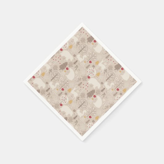 キュートな森の動物の北欧パターン スタンダードカクテルナプキン (角)