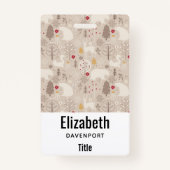 キュートな森の動物の北欧パターン バッジ (正面)