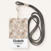 キュートな森の動物の北欧パターン バッジ (裏面ランヤード)