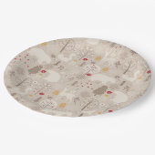 キュートな森の動物の北欧パターン ペーパープレート (アングル)