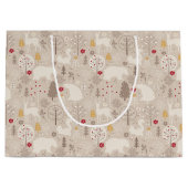 キュートな森の動物の北欧パターン ラージペーパーバッグ (正面)