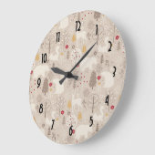 キュートな森の動物の北欧パターン ラージ壁時計 (傾斜)