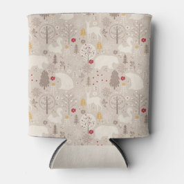 キュートな森の動物の北欧パターン 缶クーラー