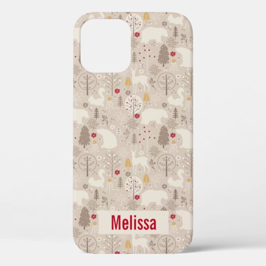 キュートな森の動物の北欧パターン Case-Mate iPhoneケース (裏面)