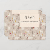 キュートな森の動物の北欧パタ結婚ーン 出欠カード (正面/裏面)