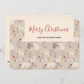 キュートな森の動物クリスマスパターン シーズンカード (正面/裏面)