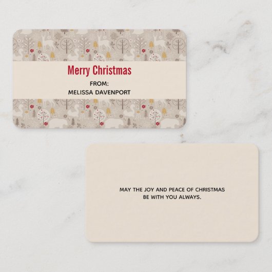 キュートな森の動物クリスマスパターン 名刺 (正面/裏面)