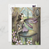 キュートな森の妖精とキノコの花フェリ ポストカード (正面/裏面)