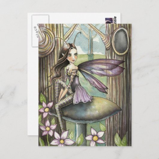 キュートな森の妖精とキノコの花フェリ ポストカード (正面/裏面)