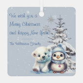 キュートな極熊とペンギン北極クリスマス メタルオーナメント (裏面)