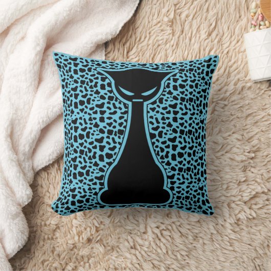 キュートな様式化した猫のアニマルプリント背景 クッション (ブランケット)