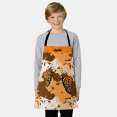 キュートな様式化（昆虫）オオカバマダラ、モナークバタフライオレンジ エプロン (着用した状態)