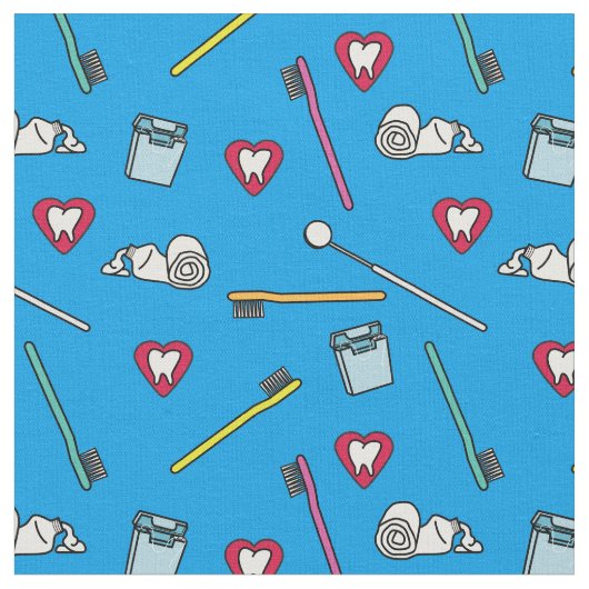 キュートな歯科用品 ファブリック (クローズアップ)