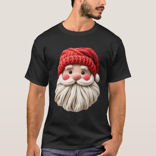 キュートな毛糸のサンタクロースのクリスマスの顔 Tシャツ (正面)