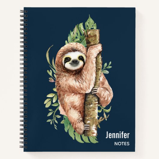 キュートな水のカラースロッス&トロピカル葉 ノートブック (正面)