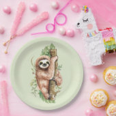 キュートな水のカラースロッス&トロピカル葉 ペーパープレート (パーティー)