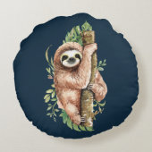 キュートな水のカラースロッス&トロピカル葉 ラウンドクッション (裏面)