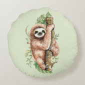 キュートな水のカラースロッス&トロピカル葉 ラウンドクッション (裏面)