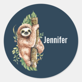 キュートな水のカラースロッス&トロピカル葉 ラウンドシール