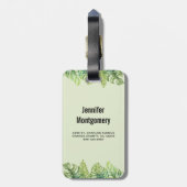 キュートな水のカラースロッス&トロピカル葉 ラゲッジタグ (裏面縦)