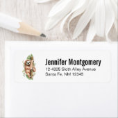 キュートな水のカラースロッス&トロピカル葉 ラベル