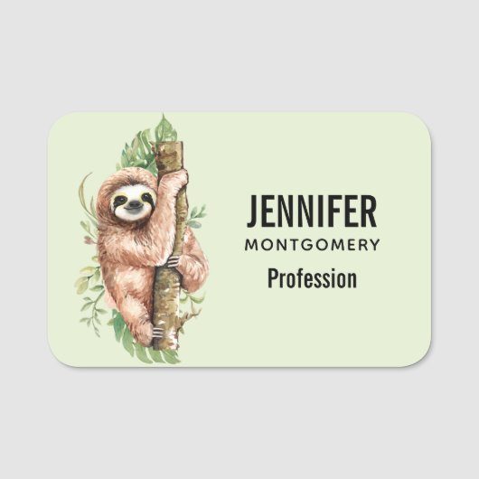 キュートな水のカラースロッス&トロピカル葉 名札 (正面)