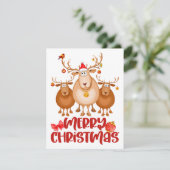 キュートな水の色トナカイのクリスマスカード シーズンカード (スタンド正面)