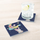 キュートな水の色バニーガラスコースター ガラスコースター (アングル)