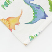 キュートな水彩の恐竜ストライプの縁ど姿 フリースブランケット (角)