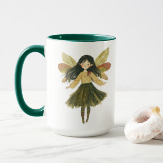 キュートな水彩の森の妖精の二色コーヒー マグカップ