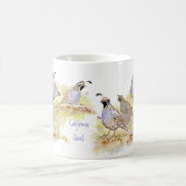 キュートな水彩カリフォルニアウズルバードアート コーヒーマグカップ (中央)